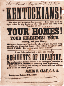 Broadside by James Brown Clay, October 1862 Confederate-Kentucky-Broadside-Issued-by-James-B.-Clay,-October-1862.png