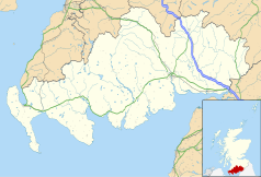 Mapa konturowa Dumfries and Galloway, po prawej znajduje się punkt z opisem „Annan”