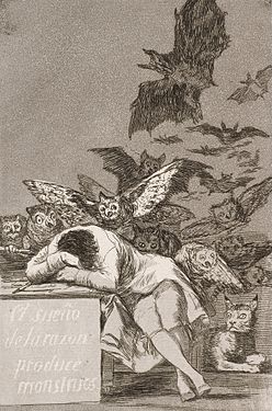 El son de la raó produeix monstres. Capritx 43, de Francisco de Goya