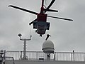 Irish Coastguard helicopter hovering over ferry