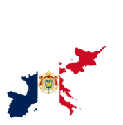 Map of The First French Empire in 1812 with the flag and coat of arms.png