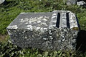 A metope (L) and triglyph (R) cut from one block from Stratos