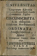 Thumbnail for File:Universitas lingvarum Litvaniae, published in Vilnius, Lithuania in 1737.jpg