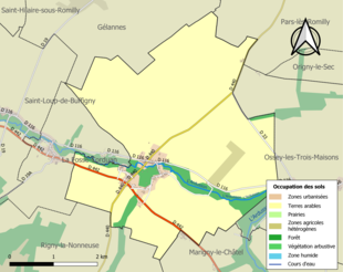 Carte en couleurs présentant l'occupation des sols.