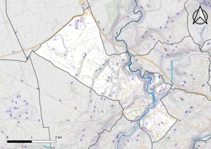 Carte montrant en couleurs le relief d'une commune