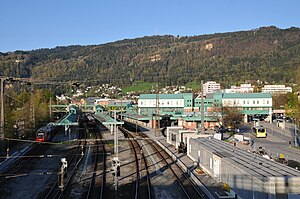 Multiple platforms connected by elevated structure