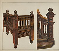 Watercolor of wooden balustrade