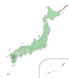 Prefektura Kumamoto na mapě Japonska