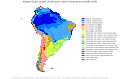 Mapa de climas de América del Sur, según la clasificación climática de Köppen-Geiger, perteneciente al período 1980 - 2016.