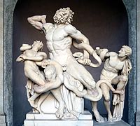 Le groupe du Laocoon, original hellénistique ou copie romaine à partir d'un modèle hellénistique. Musée Pio-Clementino.