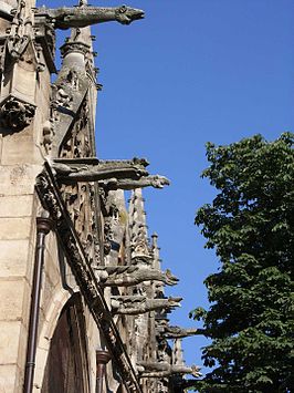 Waterspuwers aan de zijkant van het kerkgebouw