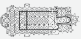 Grundrisszeichnung von ca. 1500 mit den Fundamenten von Basilika und Chor von 1222