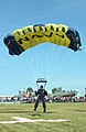 Parachute kite; this Jalbert Parafoil wing is kited. Sail-loading is high, but lift/drag ratio is positive so kiting occurs; main purpose not sustained paragliding, though gliding occurs from kited wing.