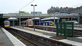 Westbound trains waiting at Waverley