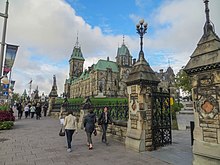 Wrought iron fence surrounding the southern front of Parliament Hill