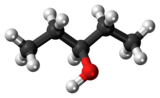 Ball-and-stick model of the 3-pentanol molecule
