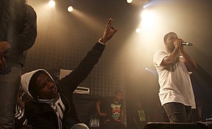 ASAP Rocky (left) and ASAP Ferg (right) performing with ASAP Mob, in December 2013