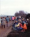 Greenham Common women's protest 1982, gathering around the base