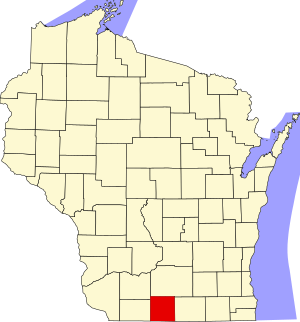 Map of Wisconsin highlighting Green County