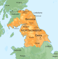 Map of the Kingdom of Northumbria, around 700 AD