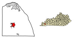 Location of Benton in Marshall County, Kentucky.