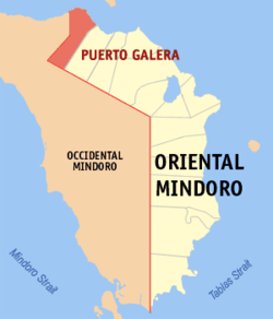 Map of Oriental Mindoro with Puerto Galera highlighted