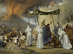 La Procession des reliques de saint Janvier pour protéger Naples lors de l'éruption du Vésuve de 1822.