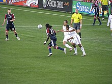 In-game action between the New England Revolution and L.A. Galaxy, 2008 at Gillette Stadium in Foxborough, Massachusetts Revs vs galaxy.JPG