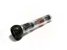 A mechanically powered flashlight. This uses a linear generator and is charged by shaking along its long axis. Shaking Torch.jpg