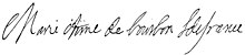 Signature de Marie-Anne de Bourbon
