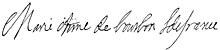 Signature de Marie Anne de Bourbon