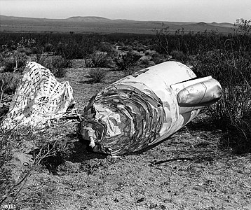 The X-2's escape capsule at the crash site.