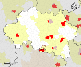 Localisation de l'aire d'attraction de Gannat dans le département de l'Allier.