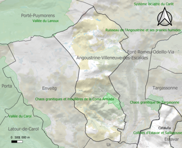 Carte de la ZNIEFF de type 1 sur la commune.