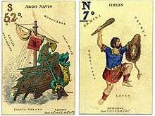 Cards from Astrophilogeon depicting the constellations of Argo Navis and Orion Astrophilogeon cards.jpg