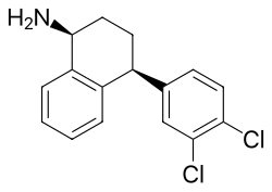 Desmethylsertraline, the major metabolite of sertaline Desmethylsertraline skeletal.svg