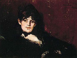 Portrait de Berthe Morisot étendue par Édouard Manet, 1873.