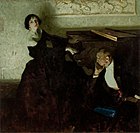 Romantic Couple Seated by Piano Hearst's International magazine illustration (1922) oil on canvas 34 inch. x 36 inch.