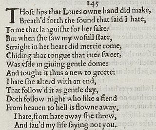 <span class="mw-page-title-main">Sonnet 145</span> Poem by William Shakespeare