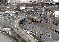 Allston tolls and u-turn ramp, February 2013.JPG