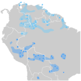 Map of the Arawakan languages in South America