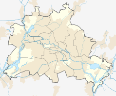 Mapa konturowa Berlina, u góry nieco na lewo znajduje się punkt z opisem „Rathaus Reinickendorf”