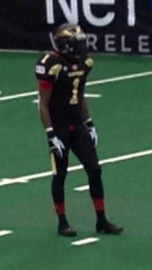 Erick McIntosh wearing the Barnstormers' 2013 all black home uniform. ErickMcIntosh.PNG