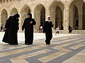 Visitors in courtyard