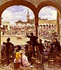 Costumbrista painting "An Incident at the Bullring", José Jiménez Aranda (1870)