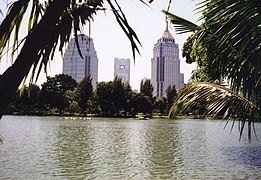 Lumphini Park with skyline behind