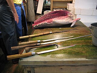 <i>Maguro bōchō</i> Traditional Japanese long knife used for filleting large fish