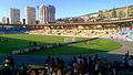 The eastern stand (orange seats)