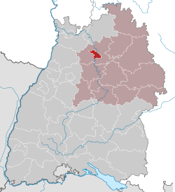 Elhelyezkedése Baden-Württemberg térképén