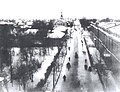 English: View along Tsarskoselsky avenue (nowadays Lenin avenue) from the top of the Izhorsky Zavod office tower. 1914 Русский: Вид на Царскосельский проспект (ныне проспект Ленина) с башни заводоуправления Ижорского завода. 1914 год